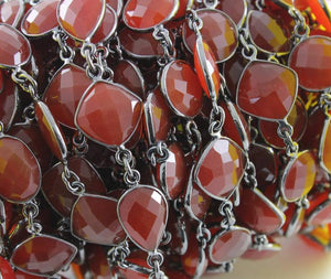 Carnelian Faceted Mixed Shape Bezel Chain, (BC-CAR-57) - Beadspoint