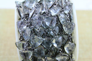Rock Crystal Faceted Puff Triangle Bezel Chain, (BC-CRY-138) - Beadspoint