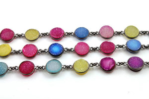 Multicolor Druzy Faceted Bezel Chain, (BC-DZY-70) - Beadspoint