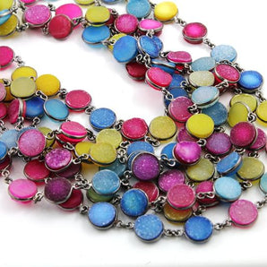 Multicolor Druzy Faceted Bezel Chain, (BC-DZY-70) - Beadspoint