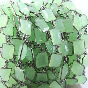 Green Chalcedony Faceted Fancy Bezel Chain, (BC-GCL-113) - Beadspoint