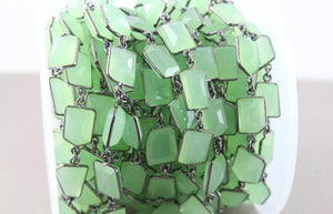 Green Chalcedony Faceted Fancy Bezel Chain, (BC-GCL-113) - Beadspoint