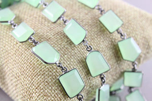 Green Chalcedony Faceted Fancy Bezel Chain, (BC-GCL-113) - Beadspoint