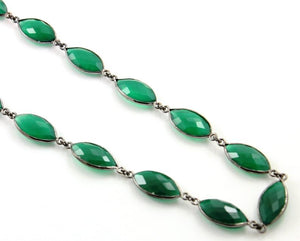 Green Onyx Faceted Marquise Bezel Chain, (BC-GNX-78) - Beadspoint