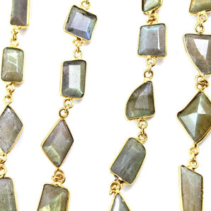 Labradorite Fancy Faceted Bezel Chain, (BC-LAB-171) - Beadspoint