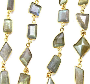Labradorite Fancy Faceted Bezel Chain, (BC-LAB-171) - Beadspoint