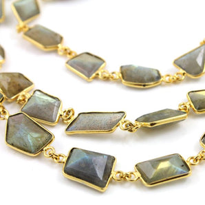 Labradorite Fancy Faceted Bezel Chain, (BC-LAB-171) - Beadspoint