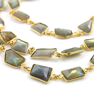 Labradorite Fancy Faceted Bezel Chain, (BC-LAB-171) - Beadspoint
