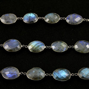 Labradorite Oval Faceted Bezel Chain, (BC-LAB-47) - Beadspoint