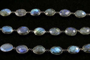 Labradorite Oval Faceted Bezel Chain, (BC-LAB-47) - Beadspoint