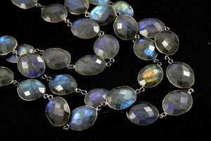 Labradorite Oval Faceted Bezel Chain, (BC-LAB-47) - Beadspoint