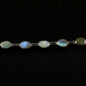 Labradorite Oval Faceted Bezel Chain, (BC-LAB-48) - Beadspoint