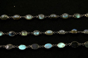 Labradorite Oval Faceted Bezel Chain, (BC-LAB-48) - Beadspoint