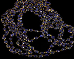Lapis Faceted  Bezel Chain, (BC-LAP-67) - Beadspoint