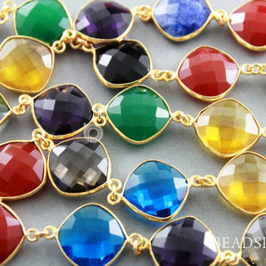 Multi Gemstones Faceted Bezel Chain, (BC-MUL-72) - Beadspoint