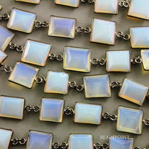 Opalite Faceted Fancy Cut Bezel Chain, (BC-OPL-140) - Beadspoint