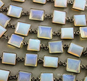 Opalite Faceted Fancy Cut Bezel Chain, (BC-OPL-140) - Beadspoint