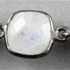 Rainbow Moonstone Square Faceted Bezel Chain, (BC-RNB-229) - Beadspoint