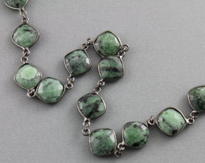 Ruby Zoisite Faceted Cushion Bezel Chain, (BC-RZT-81) - Beadspoint