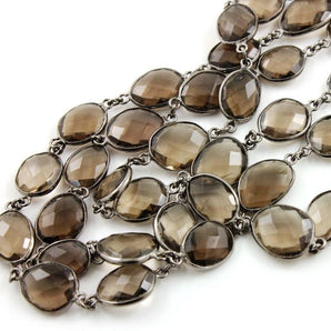 Smokey Topaz Faceted Bezel Chain, (BC-STZ-106) - Beadspoint