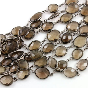 Smokey Topaz Faceted Bezel Chain, (BC-STZ-106) - Beadspoint