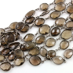 Smokey Topaz Faceted Bezel Chain, (BC-STZ-106) - Beadspoint