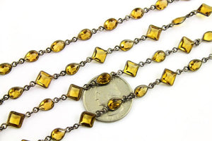 Whiskey Topaz Faceted Small Cut Bezel Chain, (BC-WTZ-102) - Beadspoint
