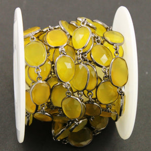 Yellow Chalcedony Oval Faceted Bezel Chain, (BC-YCL-30) - Beadspoint