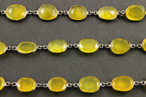 Yellow Chalcedony Oval Faceted Bezel Chain, (BC-YCL-30) - Beadspoint