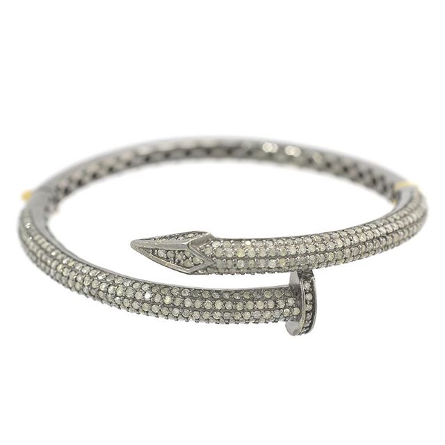 Victorian Style Platinum Diamond Nail Head Bangle Bracelet 2.25ctw – A.  Brandt + Son