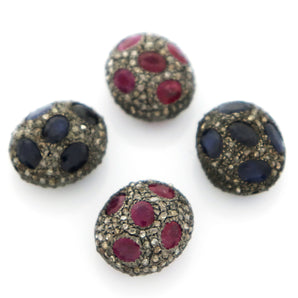 Pave Diamond and Ruby Bead, (DB-67) - Beadspoint