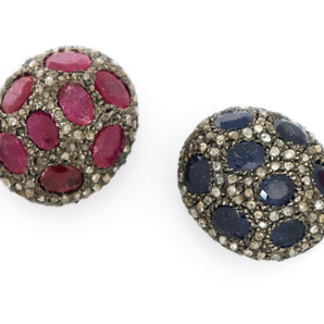 Pave Diamond and Ruby Bead, (DB-68) - Beadspoint