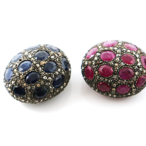 Pave Diamond and Ruby Bead, (DB-69) - Beadspoint