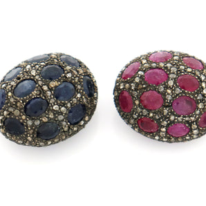 Pave Diamond and Ruby Bead, (DB-69) - Beadspoint