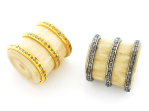 Pave Diamond Antler Beads,Three Rows, (DB-80) - Beadspoint
