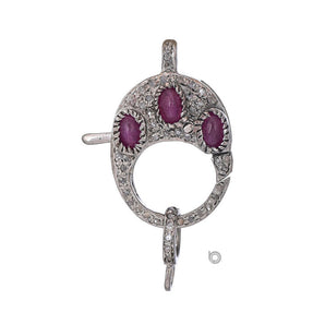 Pave Diamond Clasp w/Precious Stones, (DC-105)