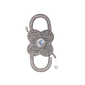 Pave Diamond Flower w/Moonstone Snap Clasp, (DC-117)