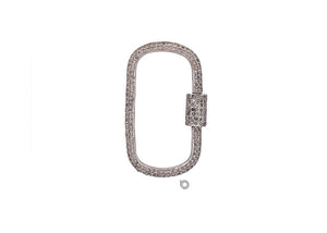 Pave Diamond Oval Screw Lobster Clasp, Carabiner Lock, (DC-67)