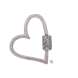 Pave Diamond  Heart Screw Clasp, Carabiner Lock, (DC-96)