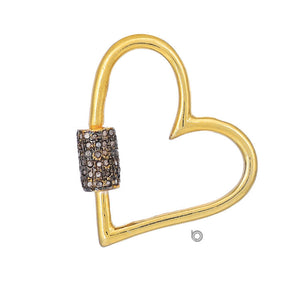 Pave Diamond  Heart Screw Clasp, Carabiner Lock, (DC-96)