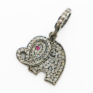 Pave Diamond Elephant Charm, (DCH-12) - Beadspoint