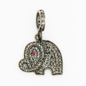 Pave Diamond Elephant Charm, (DCH-12) - Beadspoint