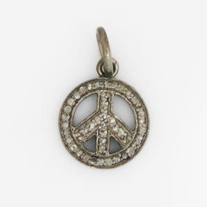 Pave Diamond Peace Charm, (DCH-14) - Beadspoint