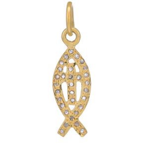 Pave Diamond Ichthus Fish Cross, (DCH-187)