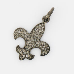 Pave Diamond Fleur Di lis Charm, (DCH-54) - Beadspoint