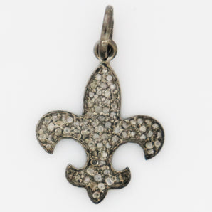 Pave Diamond Fleur Di lis Charm, (DCH-54) - Beadspoint