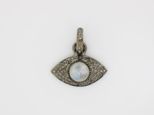 Pave Diamond EvilEye w/Moonstone Charm, (DCH-57) - Beadspoint