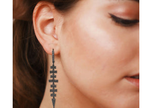 Pave Diamond Fringe Dangle Earrings, (DER-005)
