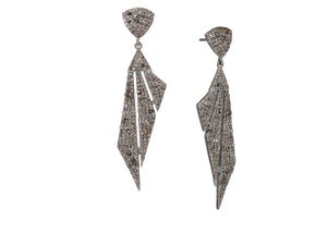 Pave Diamond Long Drop Dangle Earrings, (DER-006)