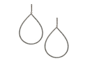 Pave Diamond Large Pear Drop Dangle Earrings, (DER-008)
